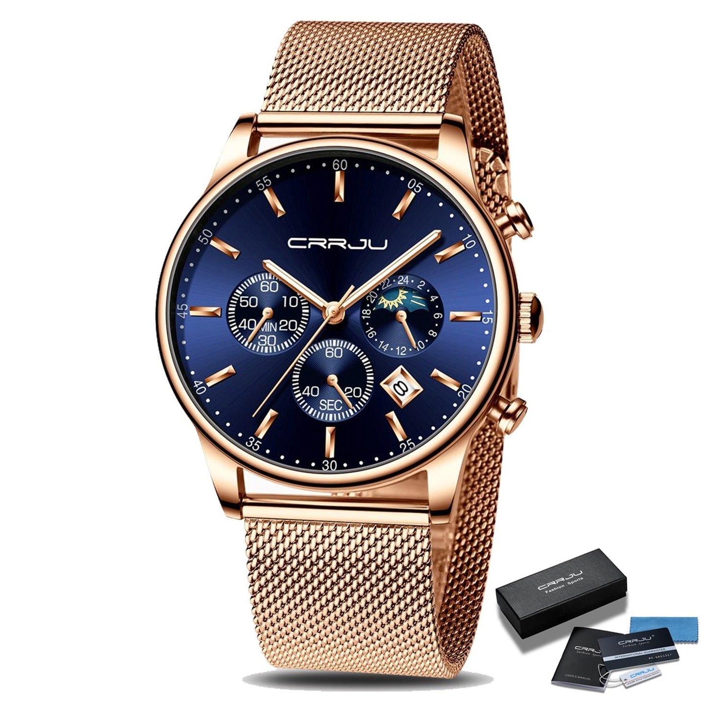 Men's metal strap sports watch