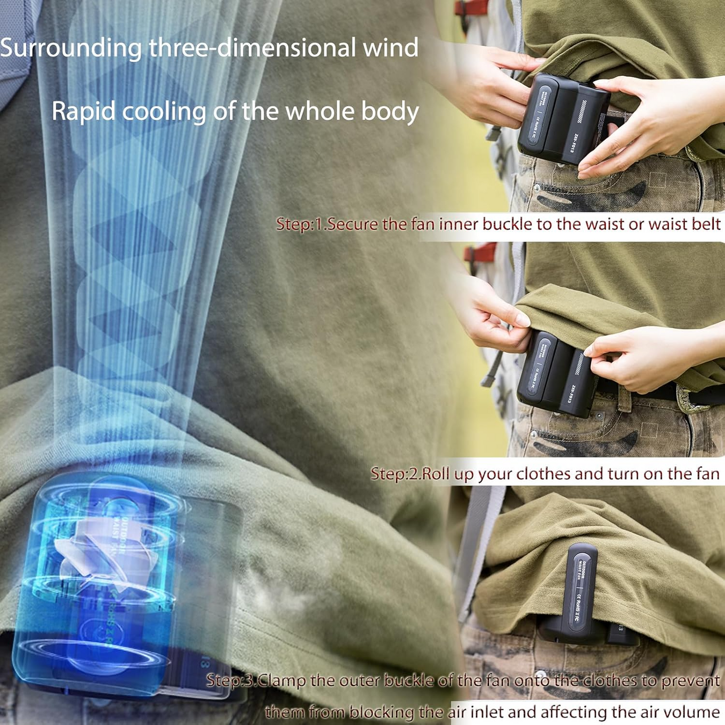 Marcherelle™ | Mini ventilateur portable – Double pince, pliable et léger