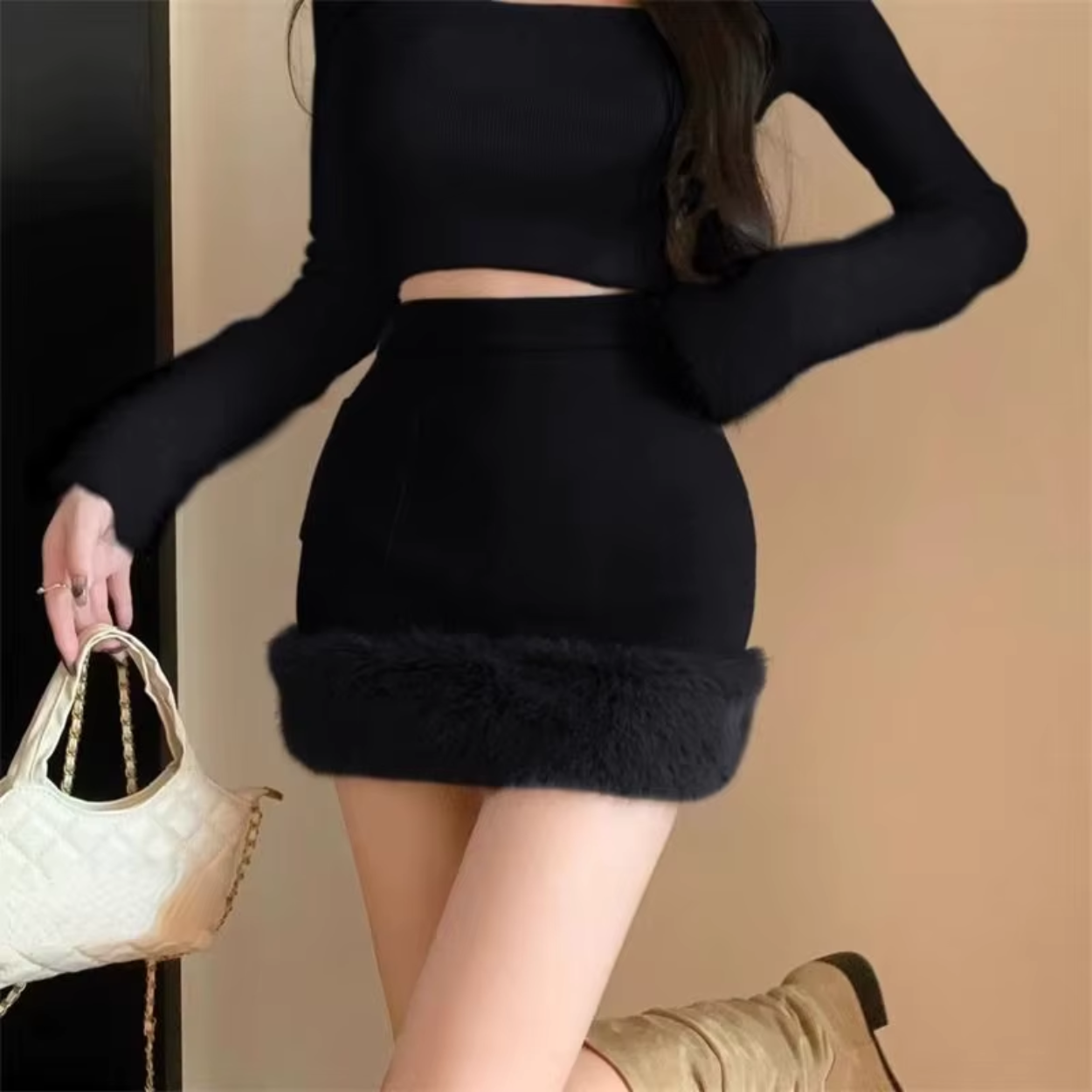 Elegant and Warm Winter Fur Skirt