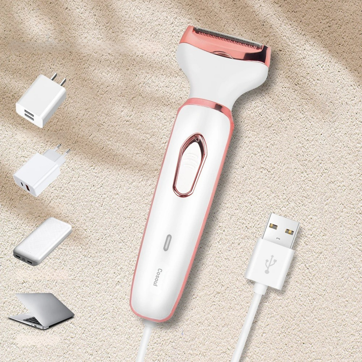 4-in-1 Electric Razor with Comb and Trimmer
