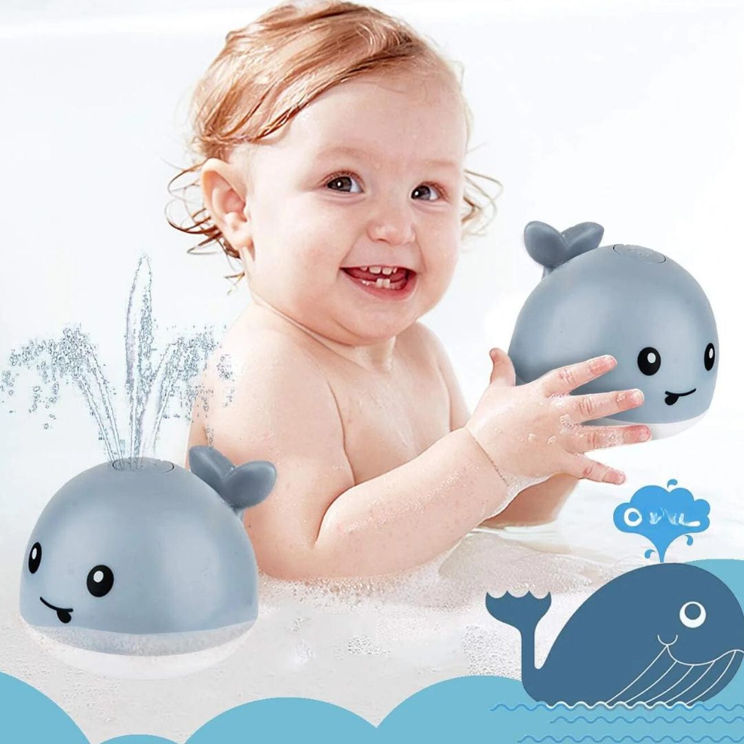 Whale Bath Toy with LED Sprinkler and Automatic Fountain