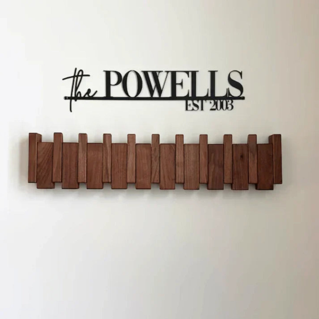 Wooden Wall-Mounted Coat Rack with Design