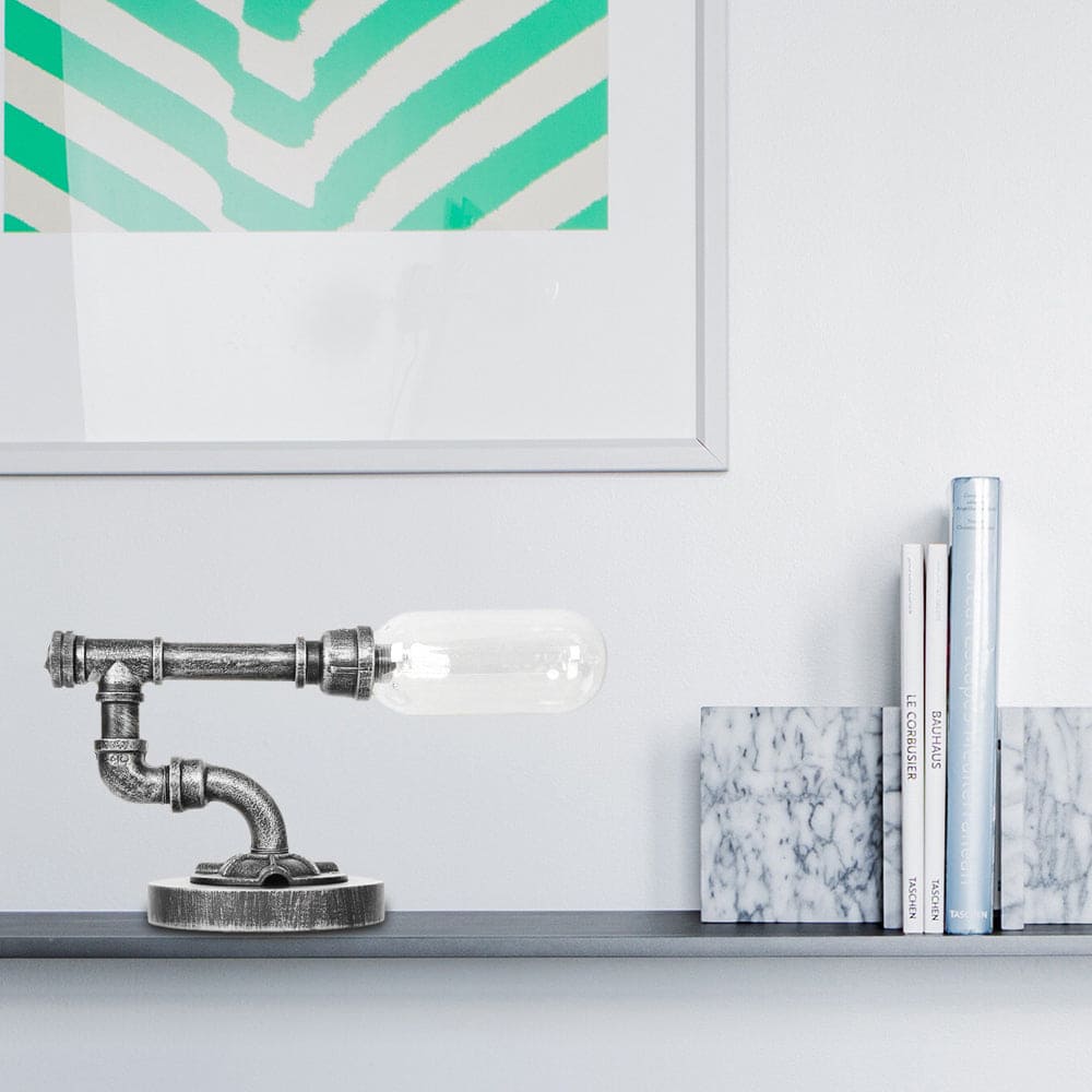 Elegant Table Lamp in Clear Glass with Round Lampshade