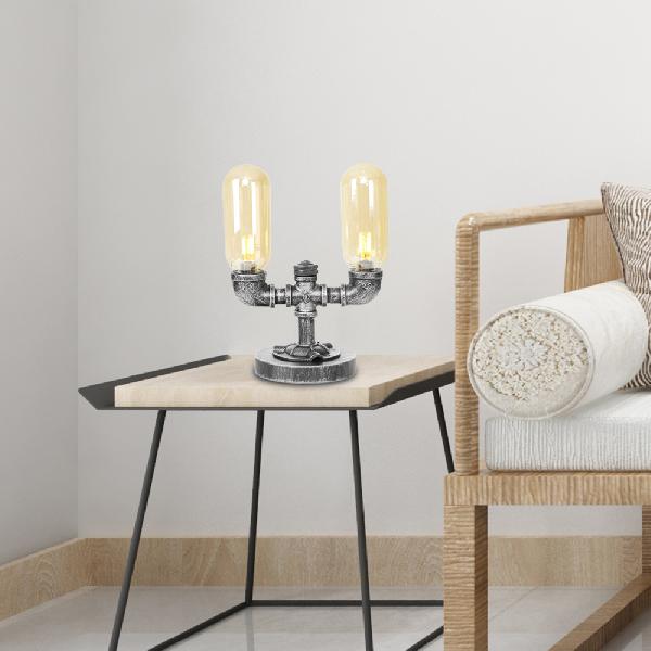 Elegant Table Lamp in Clear Glass with Round Lampshade