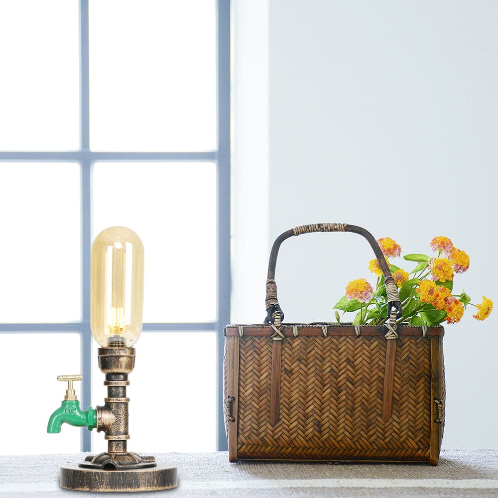 Elegant Metal Table Lamp with Industrial Lampshade