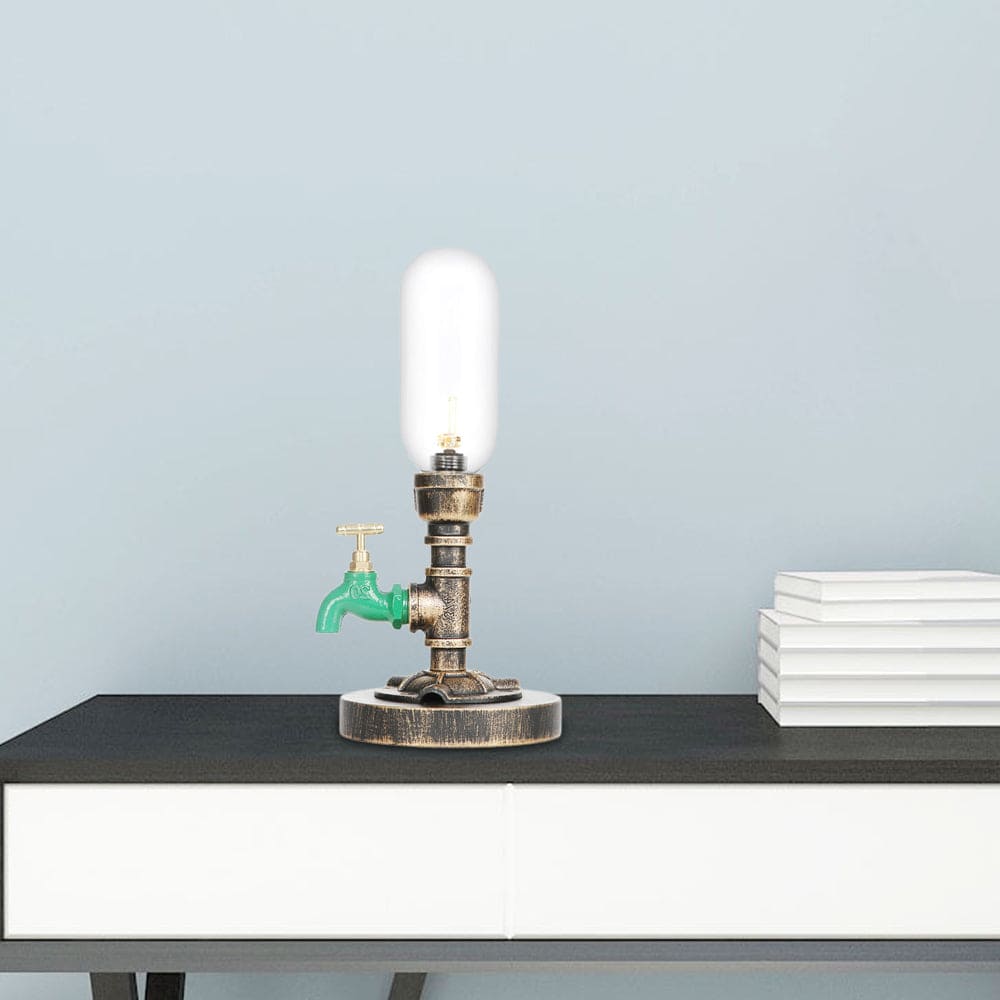 Elegant Metal Table Lamp with Industrial Lampshade