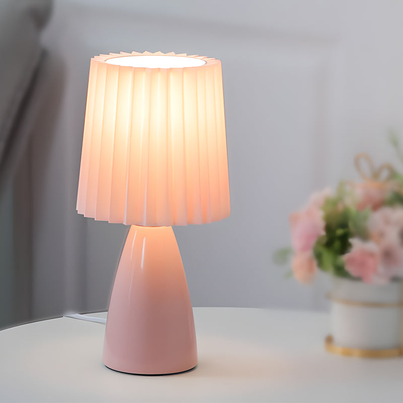 Lampe de Table Élégante en Tissu avec Base en Verre et Prise USB - Santeova