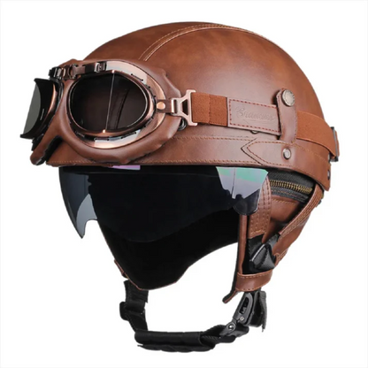 Black Vintage Half-Face Motorcycle Helmet