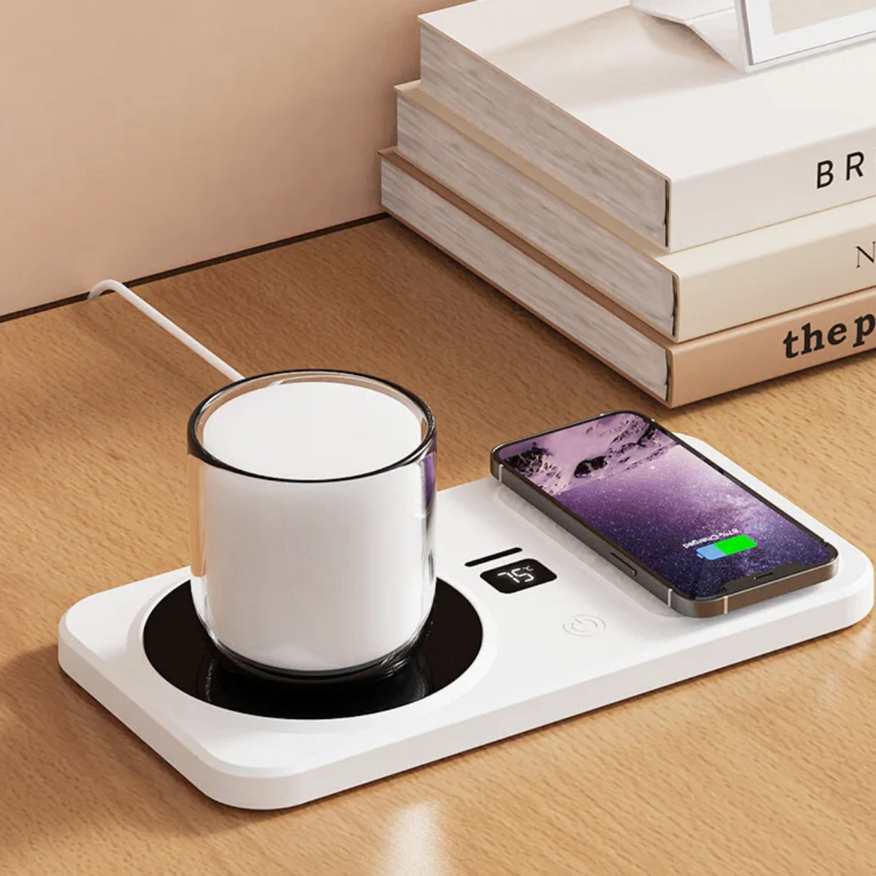 Cup Warmer Stand with Built-in Wireless Charger