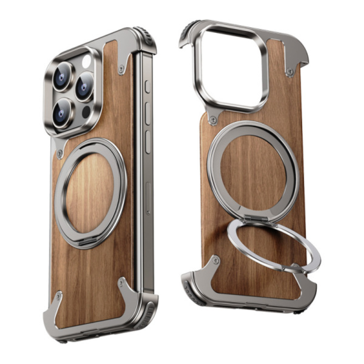 Natural Wood iPhone Case with Rotating Stand