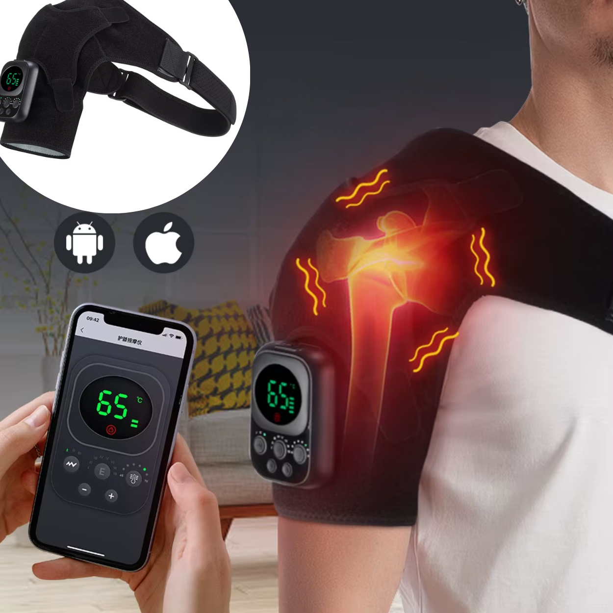 Electric Heating Shoulder Massager with Vibration Function