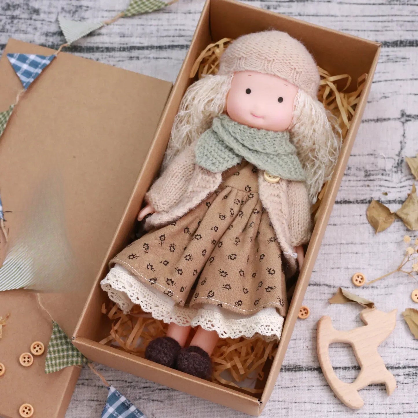 Wooden Cuddle Doll with Play Accessories