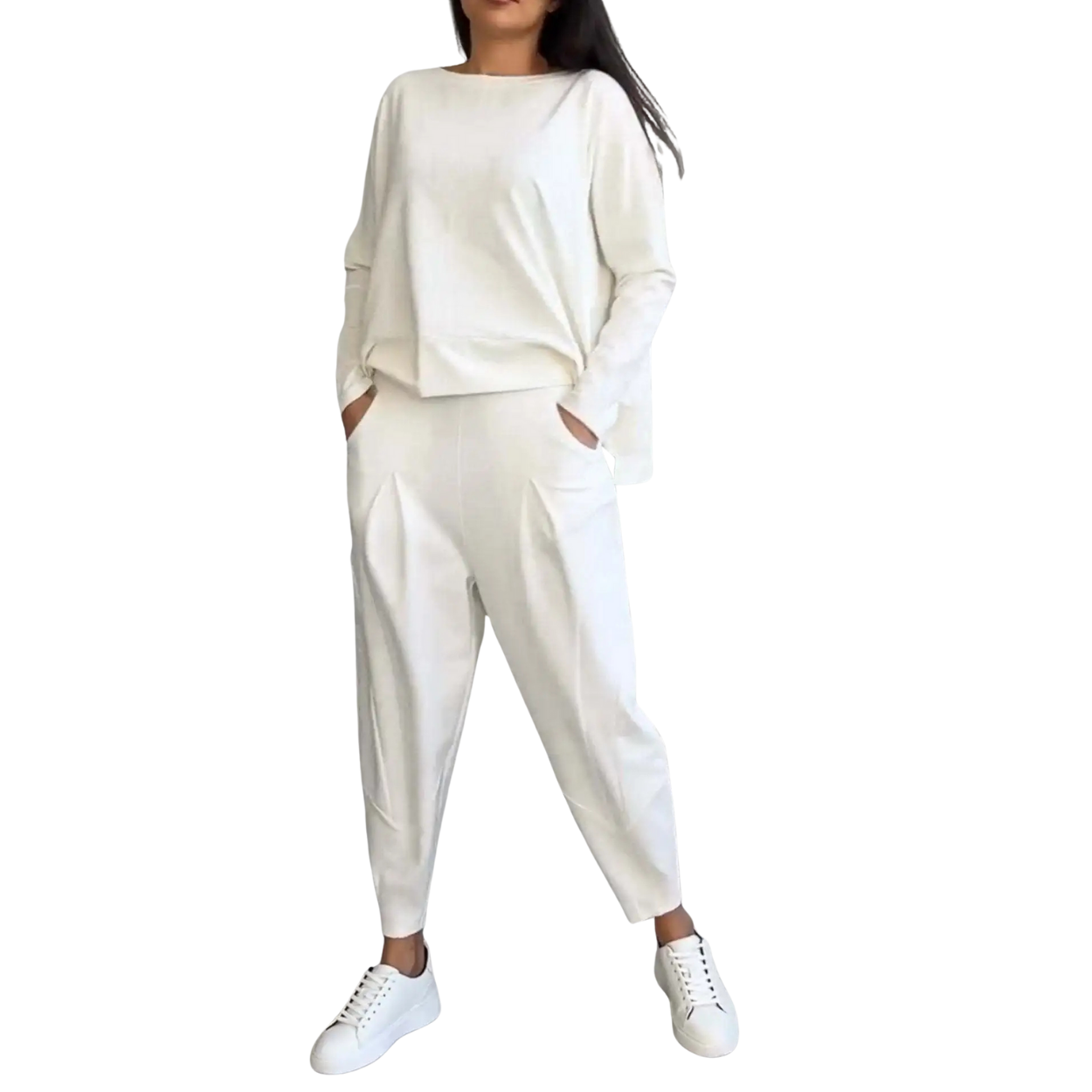 Casual Women's 2-Piece Set Sweatshirt and High-Waisted Pants