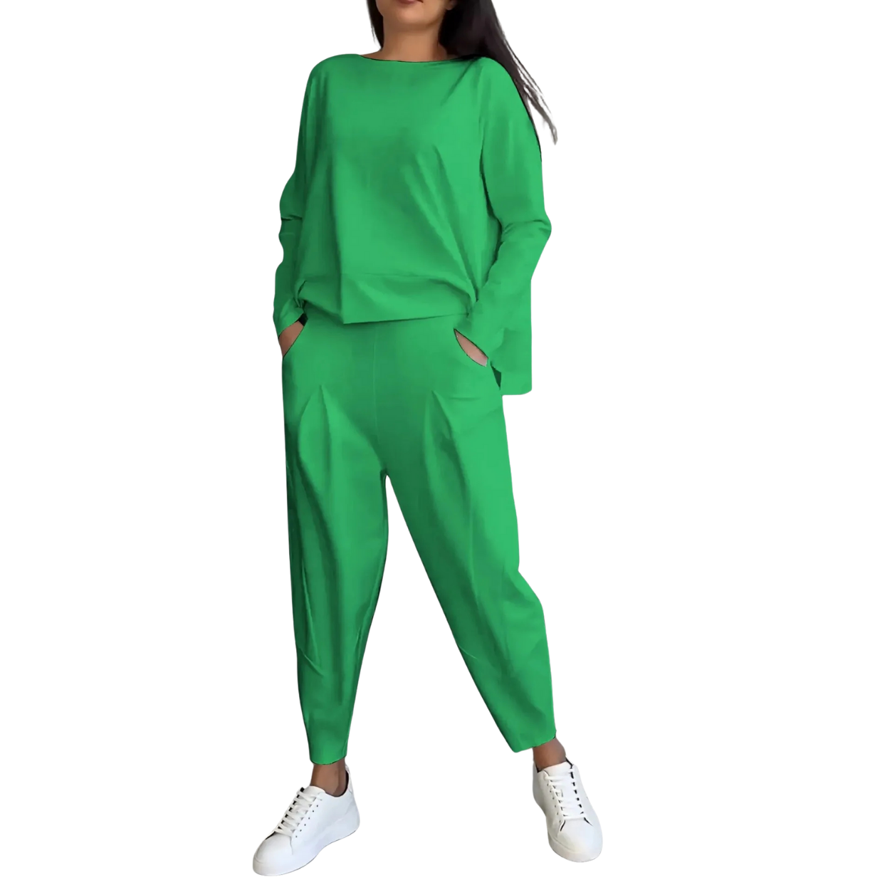 Casual Women's 2-Piece Set Sweatshirt and High-Waisted Pants