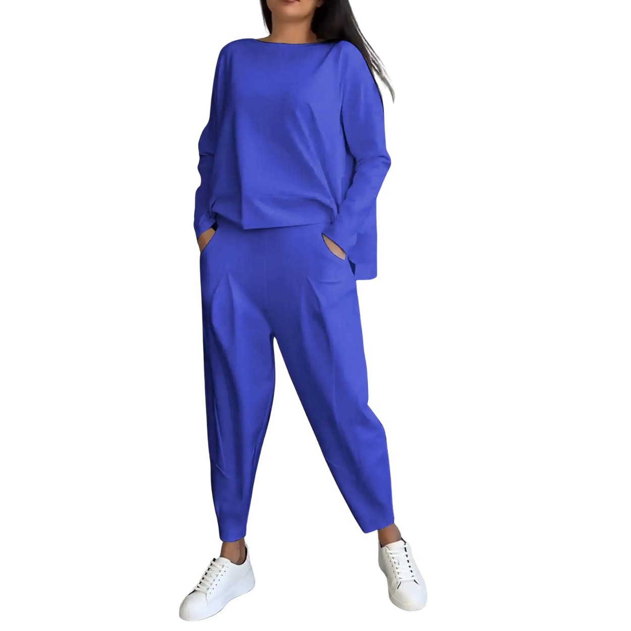 Casual Women's 2-Piece Set Sweatshirt and High-Waisted Pants