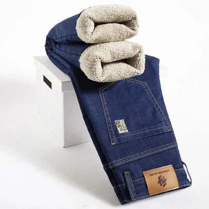 Men's Warm Winter Jeans with Fleece Lining