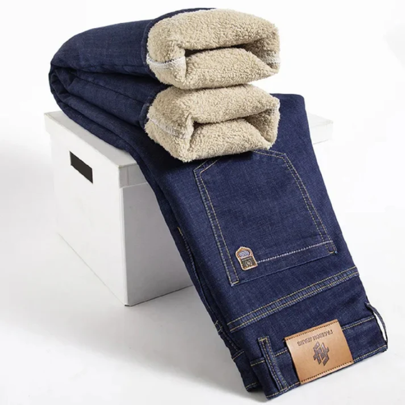 Men's Warm Winter Jeans with Fleece Lining