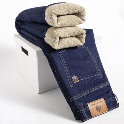 Men's Warm Winter Jeans with Fleece Lining