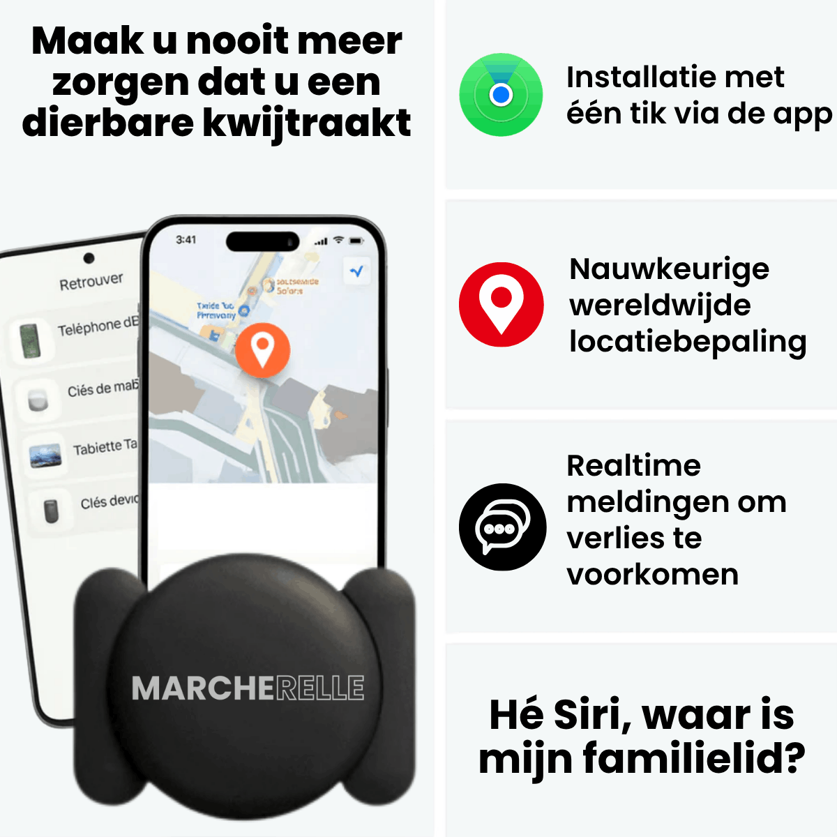 Marcherelle - GPS Tracker Without Subscription | Compatible with Android & iOS