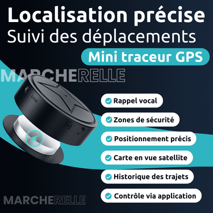 Marcherelle™ – Traceur GPS Voiture Sans Abonnement, Localisation Précise