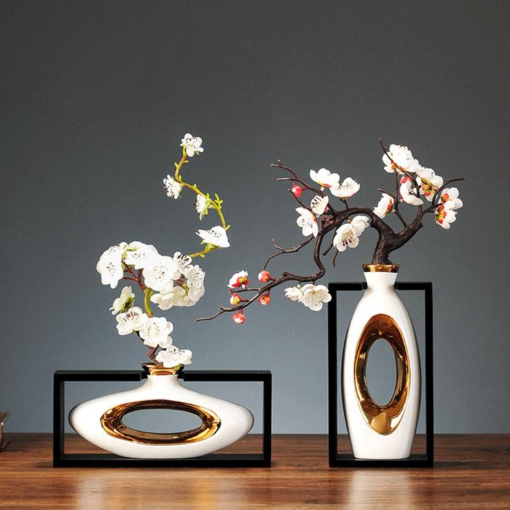 Vase Décoratif Céramique Or Raffiné pour Intérieur - Foivo