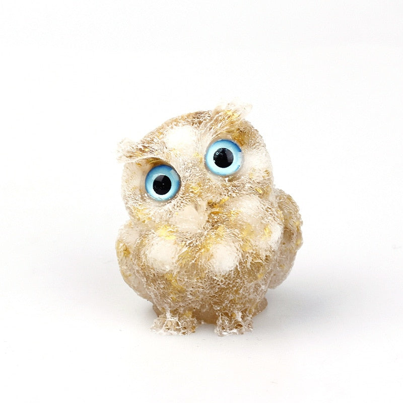 Elegant Natural Crystal Owl Figurine for Home Decoration