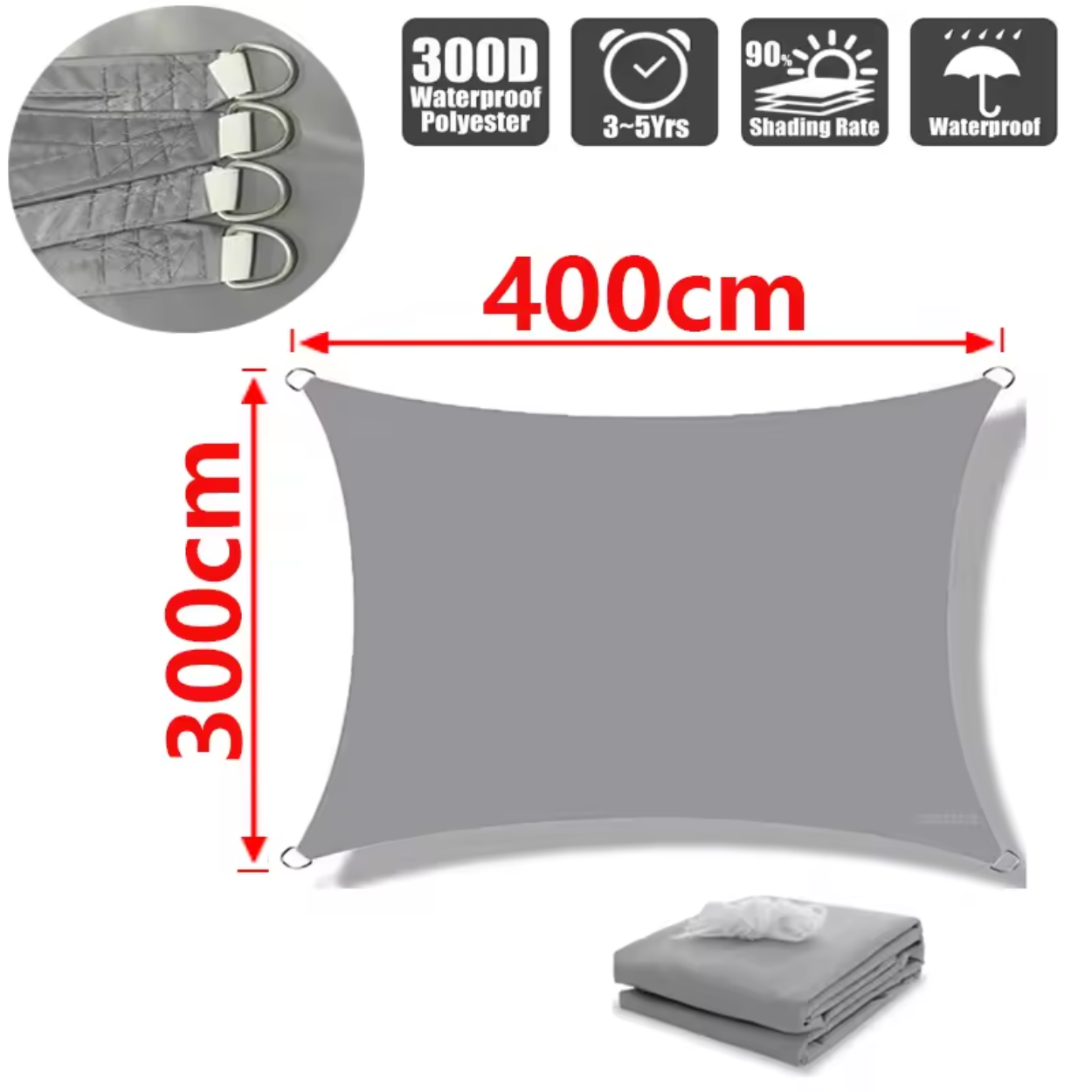 Lightweight Water-Resistant Polyester Shade Sail