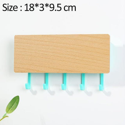 Charming Wooden Key Holder with Colored Hooks