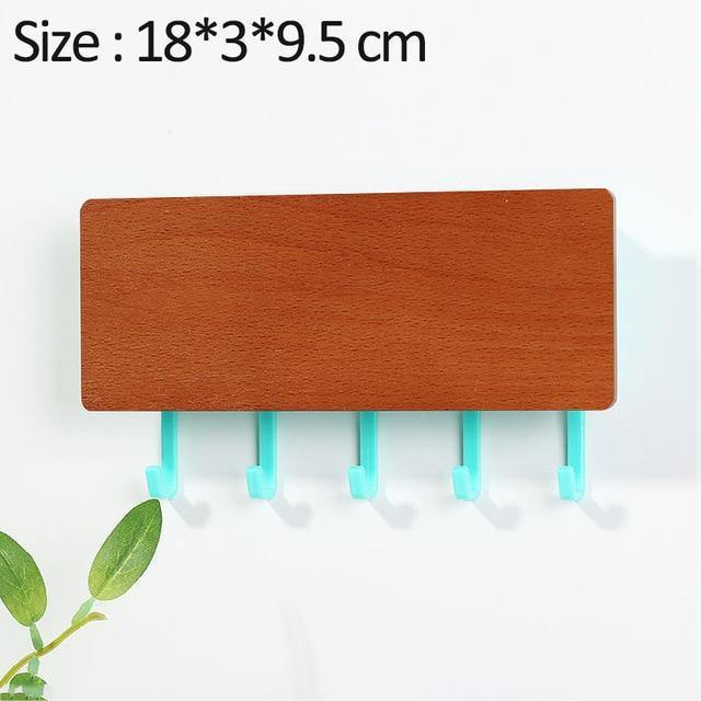 Charming Wooden Key Holder with Colored Hooks
