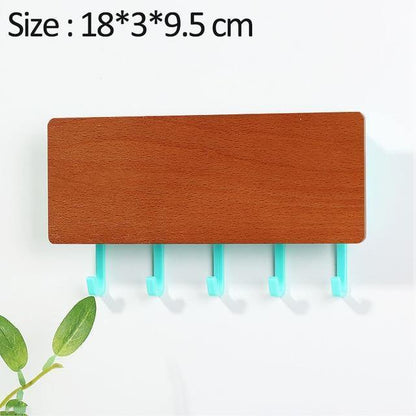 Charming Wooden Key Holder with Colored Hooks