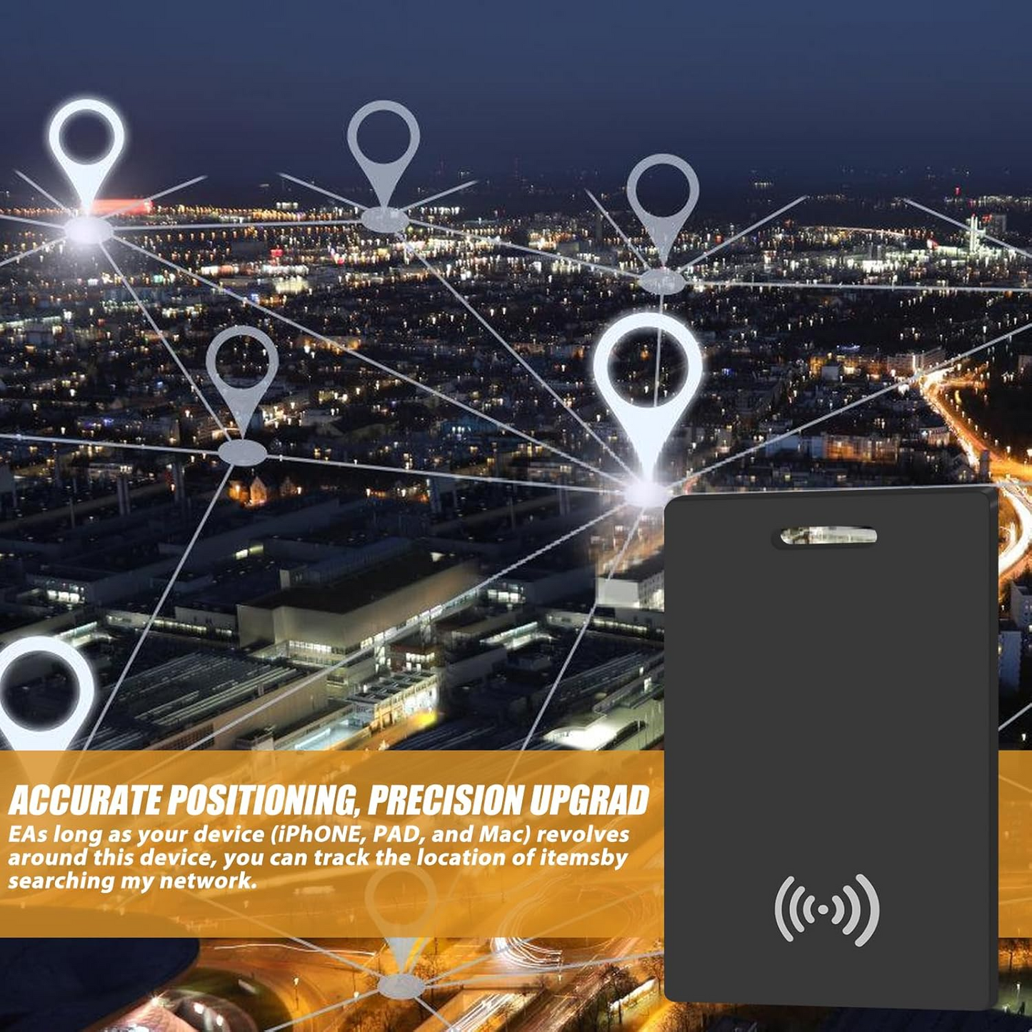 Marcherelle™ – Rechargeable Portfolio Tracking Card, Compatible with Apple Find My