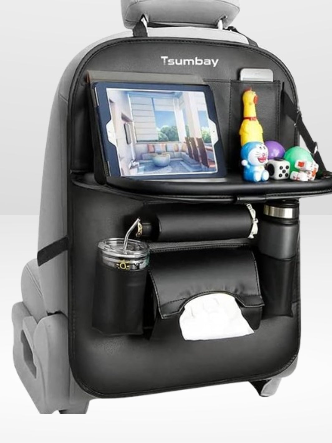 Support de siège auto avec plateau repliable en cuir - Marcherelle